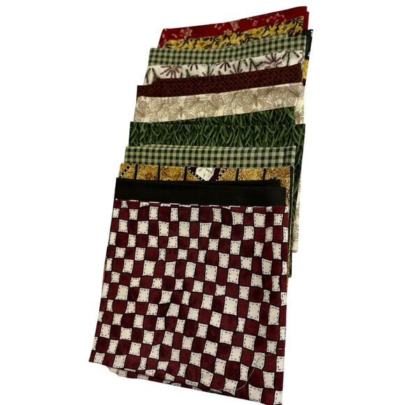 Fat quarters cotton fabric variety lot red tan green farmhouse country cottage - Picture 2 of 4